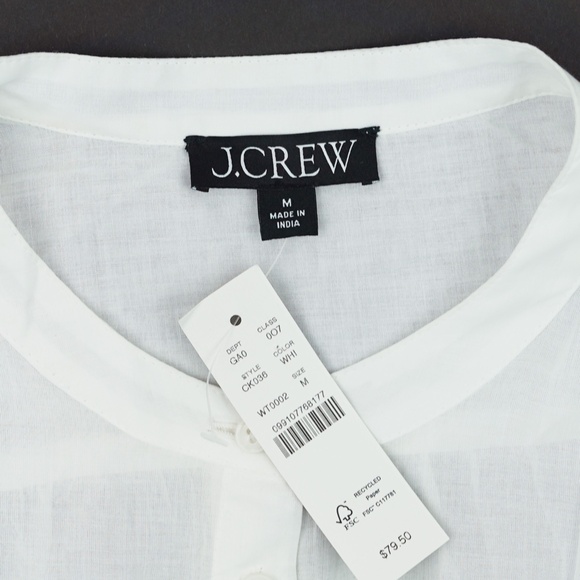 New JCREW Size M Flutter-Sleeve Button-Up Shirt in Cotton Voile White $79 CK036 - Picture 6 of 6